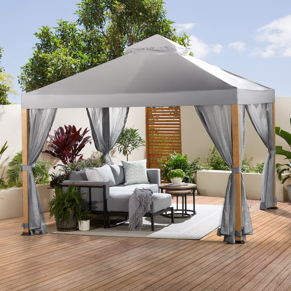 Better Homes & Gardens Marlow Outdoor 10' x 10' Soft Top Gazebo with Mosquito Netting, Gray