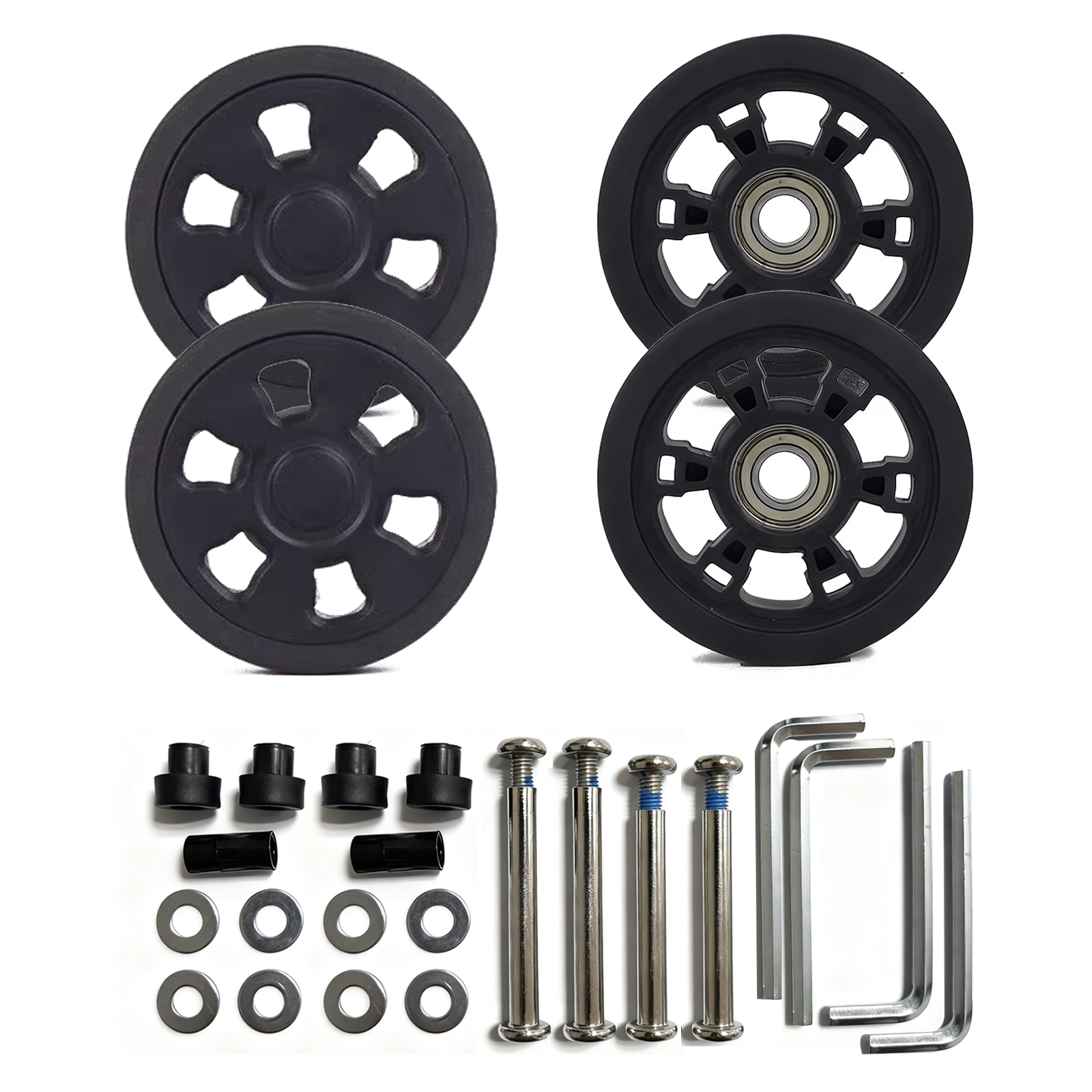 Luggage Wheels Replacement Kit 60mm x 12mm Black Rubber Wheel with Screws Axles Bearings Wear Resistant Mute Suitcase Wheels for Replacement Luggage Suitcase Caster Black 4pcs