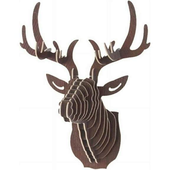 3D Wall Hanging Deer Head Sculpture Wall Decoration Entrance Hallway 29.5cmx21cmx37cm brown