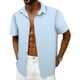 thumbnail image 2 of Camisa Mizvsitrd a rayas para hombre con botones de manga corta azul, 2 of 5