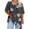 thumbnail image 5 of JTZGDY Plus Size Womens Summer Tops Vintage Printed Short Sleeve Round Neck Graphic T-Shirts Loose Fit Blouses Trendy Oversized Soft Cotton Tees Multicolor#09 XXXXXL, 5 of 6