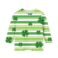thumbnail image 4 of Tauxra Chandail de la Saint-Patrick pour Adultes, Chandail à Col Rond Imprimé à Manches 3/4, T-Shirt Décontracté à Manches Longues avec Graphique de Trèfle pour Activités Festives, 4 of 6