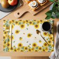 thumbnail image 2 of Sunflower Placemats Set of 12, Farm Botanical Floral Retro Bee Placemats for Dining Table, Place Mats for Kitchen Tabletop, Waterproof Wipeable Dining Table Mats Set, 2 of 9