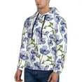 thumbnail image 3 of Naloa Blue Flax Flowers Men's Casual Hooded Collar Drawstring Hoodies Pullover Sweatshirts Casual Long Sleeve Shirts-Small, 3 of 7