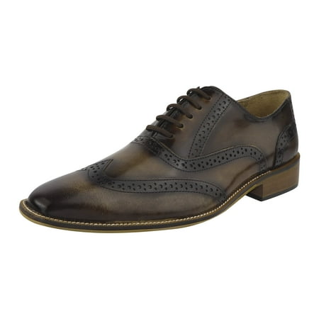 

LIBERTYZENO Mens Genuine Leather Oxford Style Premium Dress Shoes Brown