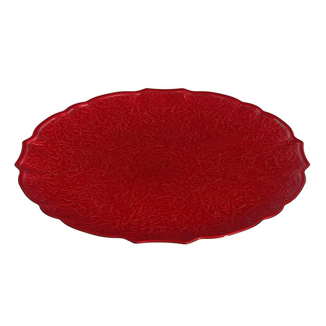 Plaque De Service Rond (Texturé) (Rouge) (13" ) - Set of 6