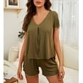 thumbnail image 5 of Richie House Pajamas Sets Short Sleeve Sleepwear Womens V-neck PJ Set Night RHW2925-D-L, 5 of 7