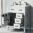 thumbnail image 3 of Bathroom Vanity 30" White - Freestanding Cabinet With Sink And Storage Shelf Solid Wood &, 3 of 6