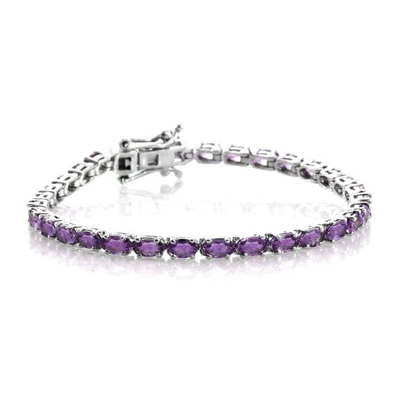 5X3mm Oval Shape Amethyst Gemstone 925 Sterling Silver Women Wedding Tennis Bracelet