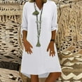 thumbnail image 2 of Women's Solid Long Sleeve 3/4 Length Casual Maxi Shirt Dress Button Down Blouse Top, 2 of 2