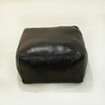 thumbnail image 3 of BBH Homes Black Round Leather Pouf Ottoman Handmade Recycled Cotton Fill BBBACPF0012, 3 of 9