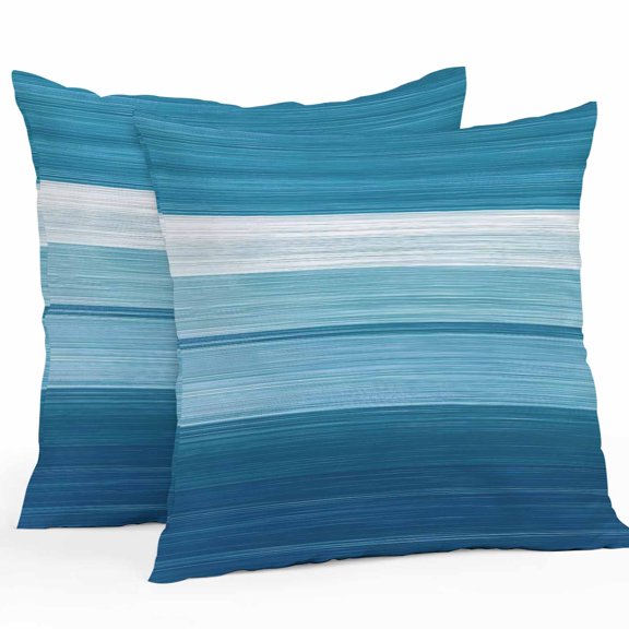 Waterproof Throw Pillow Covers Set of 2, 26x26 Inch Blue White Ombre Decorative Pillowcases Outdoor Pillow Slip Cushion Covers Set for Couch Tent Modern Gradient Abstract Aesthetic