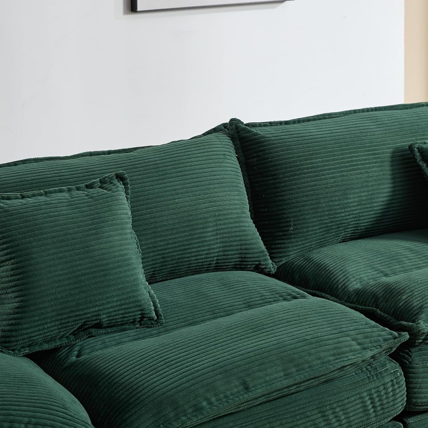 AENKYO 84" Corduroy Loveseat Sofa with Pillows, Modern 2-Seater Couch for Living Room,Green