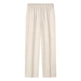 thumbnail image 4 of Ceisia Men's Linen Blend Wide Leg Pants Elastic Waist Drawstring Breathable Loose Fit Summer Beach Trousers Khaki XXL Gifts for Father, 4 of 9
