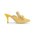 thumbnail image 6 of BLISSFUL STEP Women's Stiletto Heel Mules Pointed Toe Stripe Bow Slip-On Dress Shoes Yellow 7, 6 of 7