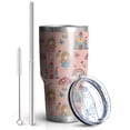 thumbnail image 2 of 30oz Princess Mushroom Castle Pattern Tumblers Stainless Steel Tumbler with Lid and Straw,Vacuum Insulated Double Wall Travel Tumbler Cups Mug with Cleaning Brush for Coffee,Tea, 2 of 7
