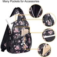 thumbnail image 3 of Mosiso Sling Backpack Outdoor Causal Daypacks Pattern Rope Crossbody Shoulder Bag For Travel Hiking, Black Base Floral, 3 of 6