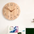 thumbnail image 3 of Reloj de pared digital grande de madera, redondo y silencioso, de 12 pulgadas y con pilas. Sin hojas, 3 of 7