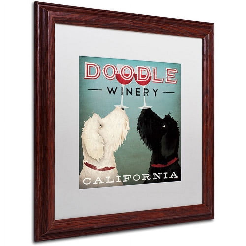 Trademark Fine Art "Doodle Wine" Canvas Art by Ryan Fowler, White Matte, Wood Frame