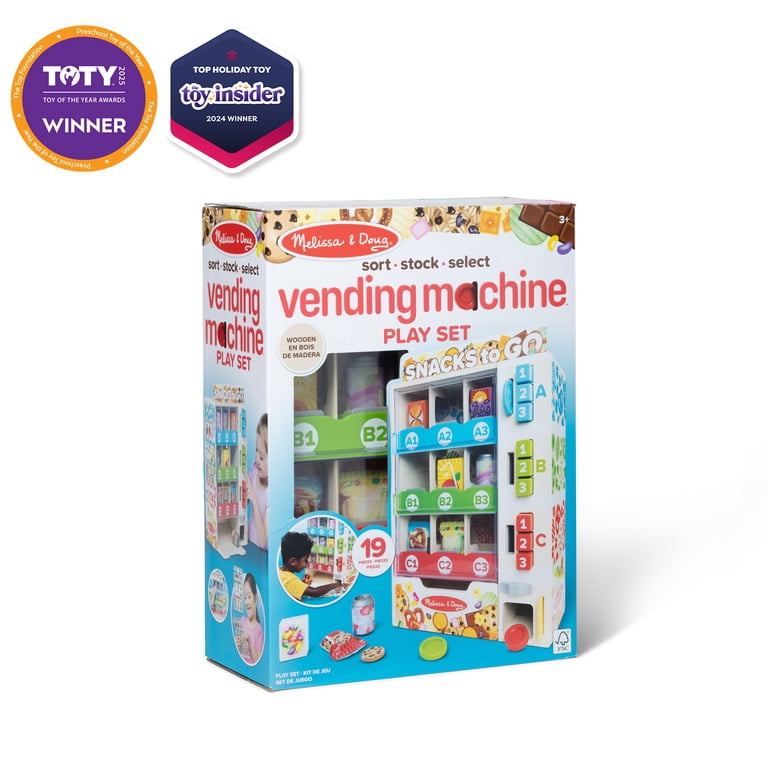 Melissa & Doug, Wooden Vending Machine Play Set, 19-piece, for