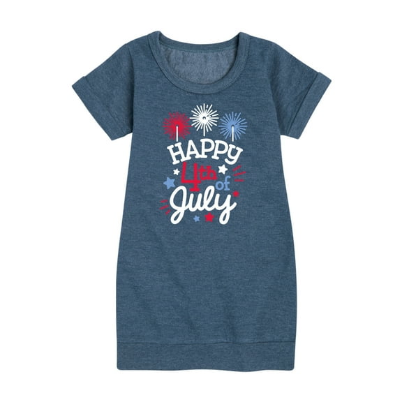 Instant Message - Happy 4Th Of July - Toddler & Youth Girls Fleece Dress