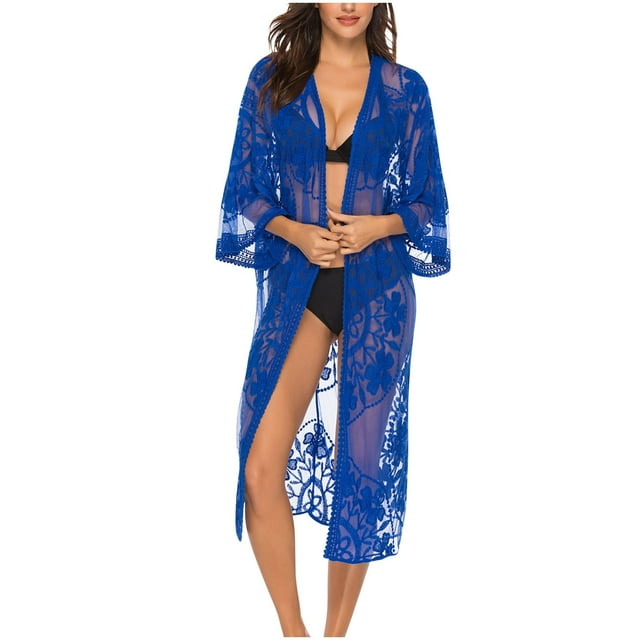 Birdeem Cache-Maillots Femmes Dentelle Ajourée à Franges Couleur Unie Robe de Plage Cache-Maillot Style Bohème Cache-Maillots
