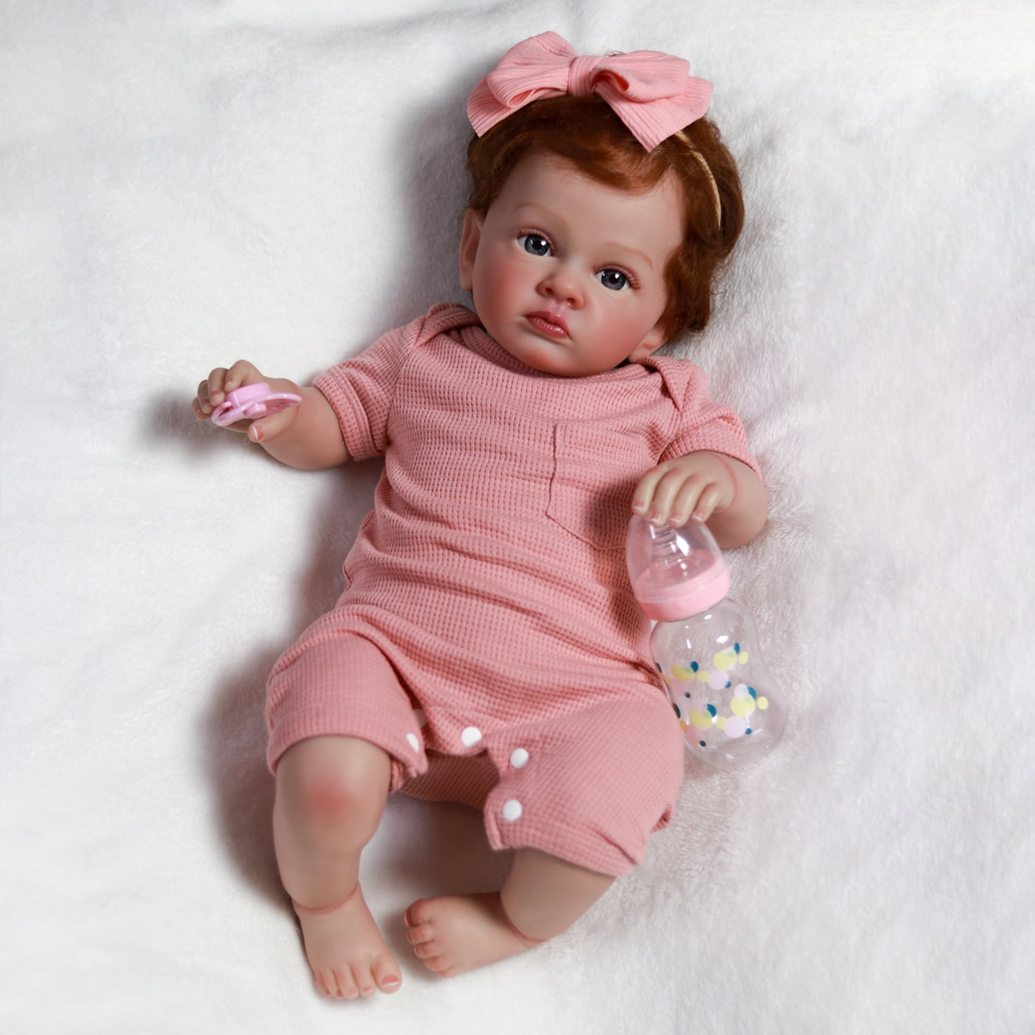 PYD 22in Realistic Reborn Baby Dolls Girl  Soft Cloth BodyHandmade Lifelike Adorable Newborn Girl Gift