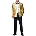 thumbnail image 2 of INSPIRE CHIC Men's Suit Shimmering Blazer Peak Lapel Double-Breast Regular Fit Party Style Blazers M Golden, 2 of 5