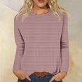 thumbnail image 2 of nerohusy Women's Long Sleeve Blouse Basic Crew Neck Casual Tunic Shirts Spring Loose Fit Waffle Tees Summer Plain Solid Color Daily Going Out Tops 2025 Pink,XXL, 2 of 6