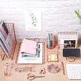 thumbnail image 5 of 13 Pcs Desk Accessories Kit Organizer Office Supplies Women Gift Set Acrylic Stapler Staple Remover Tape Holder Pen Cup Magazine File Letter Sorter Note Clip Phone Holder Scissor(Rose Gold), 5 of 6
