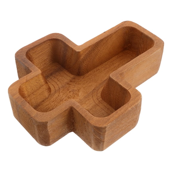 OULII Brown Wood Cross Design Serving Platter for Home Cheese Board Appetizer Tray