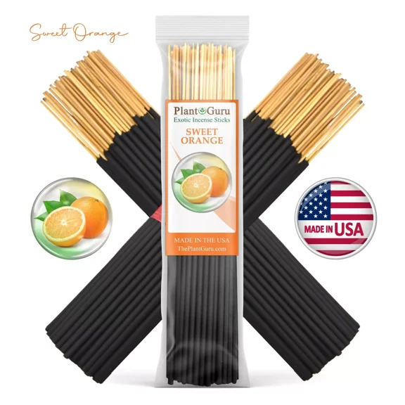 Sweet Orange Incense Sticks 7" Bulk - 1 Bundle 85 to 100 Sticks - Smooth and Clean Long Burn Time, 30 to 45 Minutes.