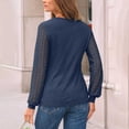 thumbnail image 6 of ManxiVoo Sophisticated Long Sleeve Blouse with Delicate Lace Detail Versatile Casual to Business Tops for Women 2025 Essential Wear XXL Size Navy, 6 of 7