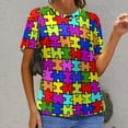 thumbnail image 6 of Colorful Puzzle Pieces Women's T-Shirt Short Sleeve T Shirts Tops Tee Ladies Loose T, 6 of 6