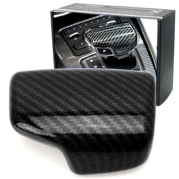 Glossy Black Carbon Fiber Pattern Shift Knob Cover Shell For 2017-up Audi A4 A5 S5 RS5 Q7, 2018-up Q5, etc