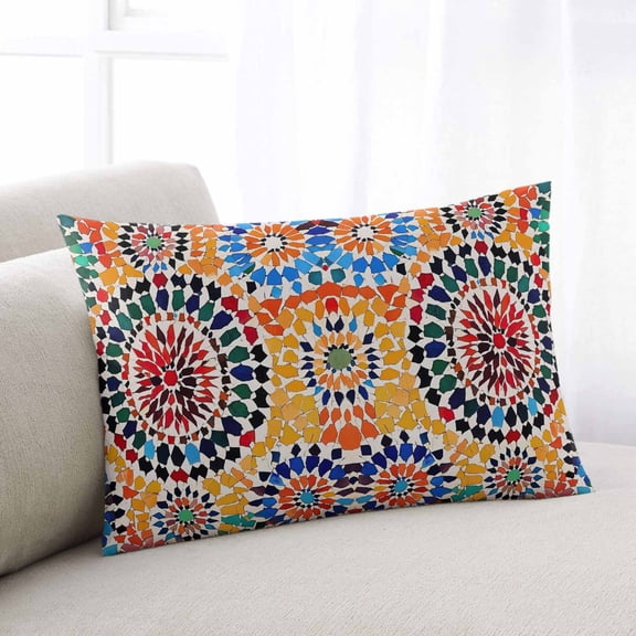 Colorful Boho Body Pillow Cover, Pillowcase Protectors with Zipper, Breathable Decorative Throw Pillow Case Cover, Watercolor Abstract Geometric Pillow Shams for Couch Sofa 24x36Inch