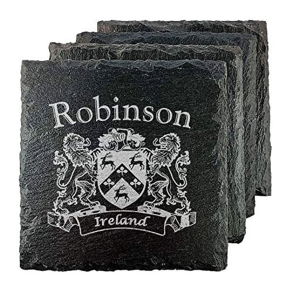 Robinson Irish Coat of Arms Slate Coasters - Set of 4