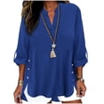 thumbnail image 4 of Endives Womens Linen Shirts 3/4 Length Sleeve Womens Shirt Blouses Spring Tops 2026 Beach Vacation Summer Blue, 4 of 7