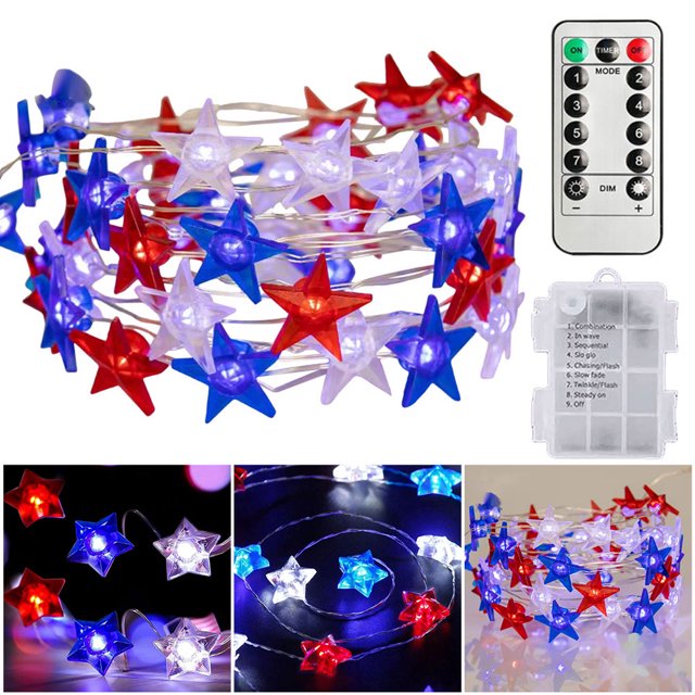 Lámpara Hadas para Interiores Luces Cadena Con EE. UU. Creativas Y Coloridas El Día La Independencia
