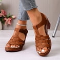 thumbnail image 2 of Dakaela Platform Wedge Sandals for Women 2026 Dressy Summer Ankle Strap Open Toe Hollow out Floral Work Office Comfortable Dress Shoes Brown Size 8, 2 of 7