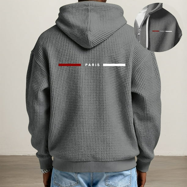 WILLBEST Sudadera con Capucha para Hombre, Suave y Cómoda, para Uso Informal Al Aire Libre, Ligera, Deportiva, con Cremallera Grande