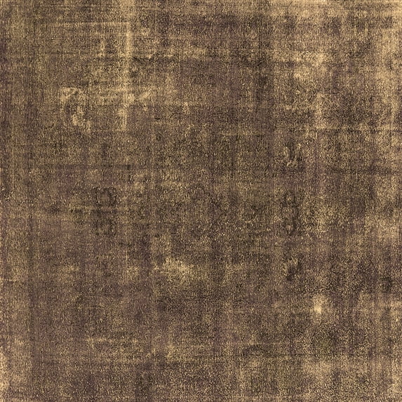 Ahgly Company Machine Washable Indoor Square Oriental Brown Industrial Area Rugs, 4' Square