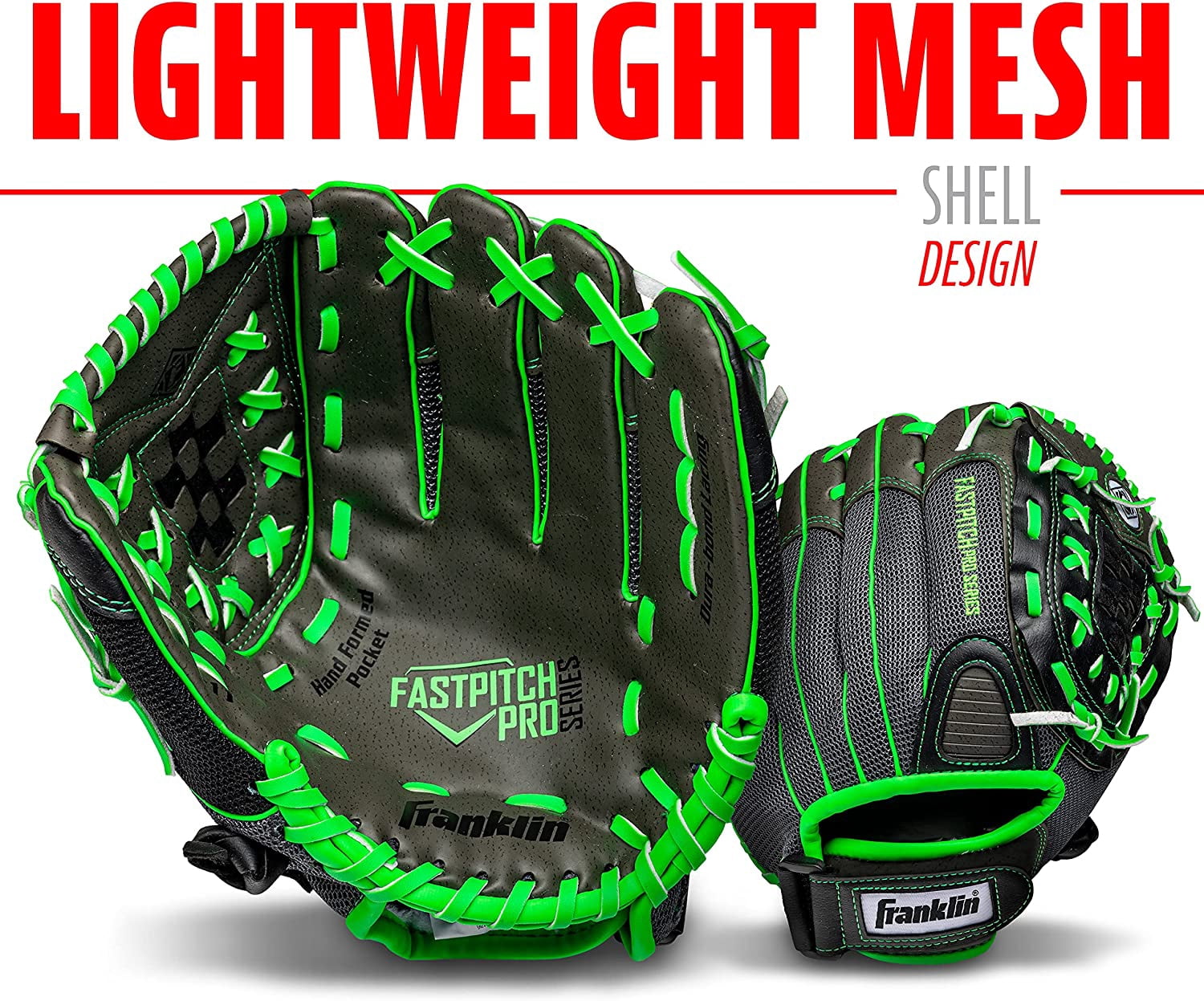 Franklin Sports Fastpitch Pro Softball Glove, 11 in, Lime Green, Right Hand Throw