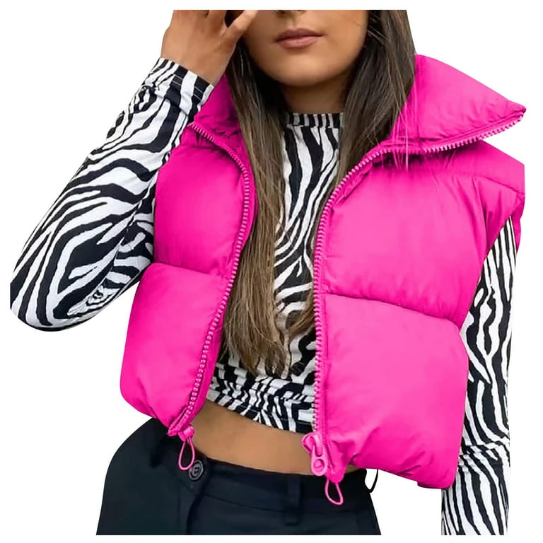 Hot pink puffer vest best sale womens