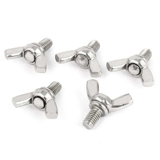 Unique Bargains 304 Acier Inoxydable Aile Boulon Papillon Vis Ton Argent M6 x 10mm 5pcs