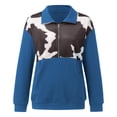 thumbnail image 3 of Women's Sweatshirt Cow Pocket Long Sleeve Zipper Collar Pullover Sweatshirt Tops, 3 of 6