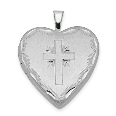 Heart Photo Charm Pendant 925 Sterling Silver 20mm Cross Religious Heart Photo Pendant Charm Locket Chain Necklace That Holds Pictures Gifts For Women For Her ()