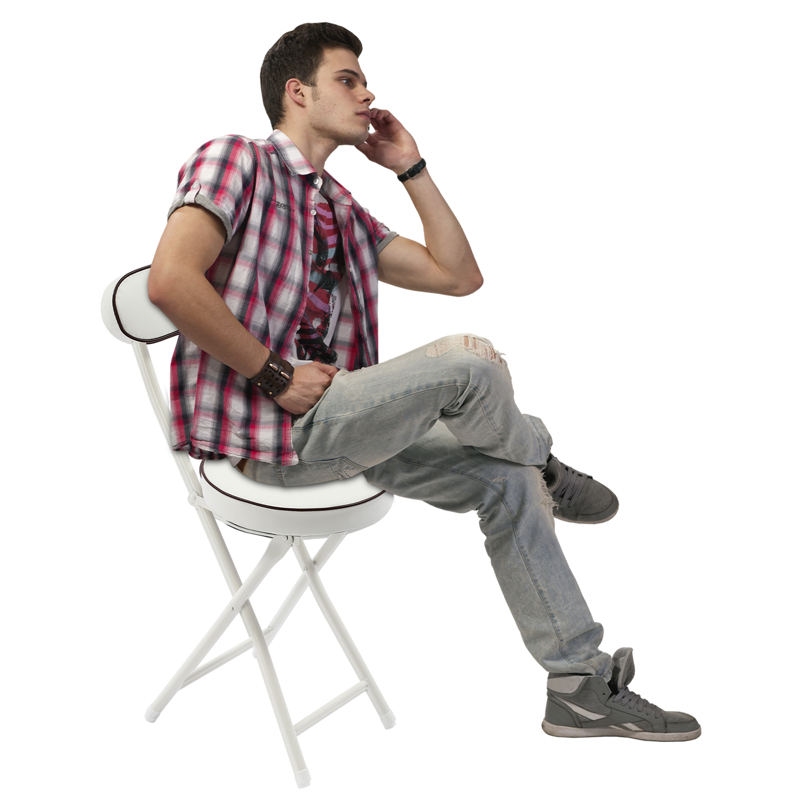 Dwellnix Portable Folding Dining Chairs, Set of 4, Cushioned High Chairs with Backrest, Easy to Store and Carry for Camping, Picnic, and Home Use