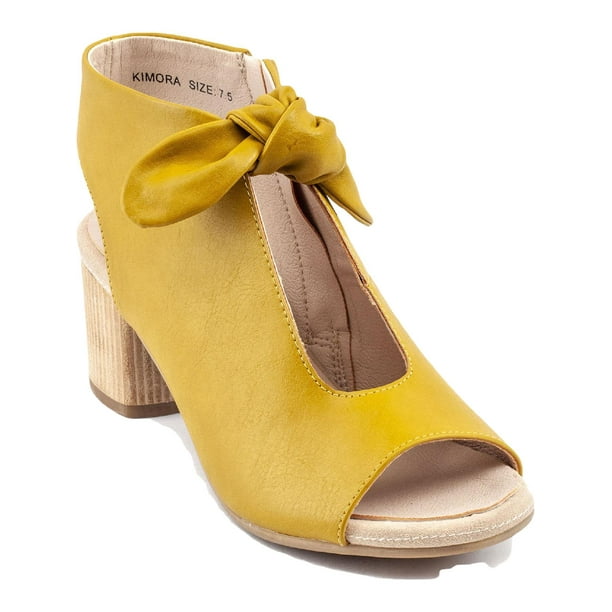 Good Choice Womens Kimora Faux Leather PeepToe Heels Yellow 8.5 Medium