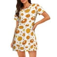 thumbnail image 1 of Balery Pumpkin Maple Leaves Camisón de manga corta con cuello redondo para mujer, cómodo y elegante., 1 of 6
